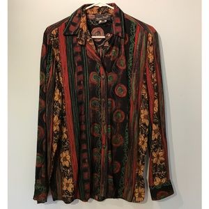 Vintage Bonnie Boynton print blouse S